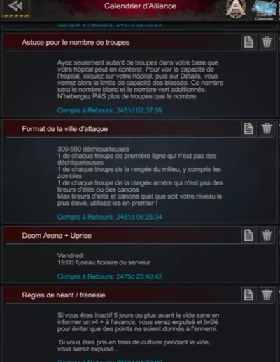 Calendrier alliance